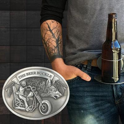 China Cowboy Creative Viable Beer Holder Buckle Western Belt Buckle for sale