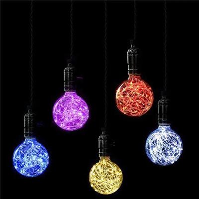 China Copper Wire Fairy Filament Bulb Hotel Indoor Multi Colored Glass LED Decorative Lights for sale