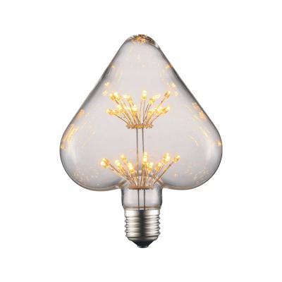 China Vintage Led Heart Shape Decorative Light Bulb 2W 2700K Fancy Firework Light Bulb for sale