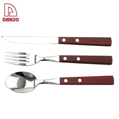 China Disposable BBQ Classic 3 Piece Steak Knife Fork Spoon Stainless Steel Dinnerware Sets for sale