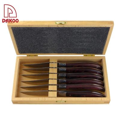 China Dinner Set Disposable Steak Knives GRILL 6Pcs Stainless Steel Steak Knife Set With Wooden Box for sale