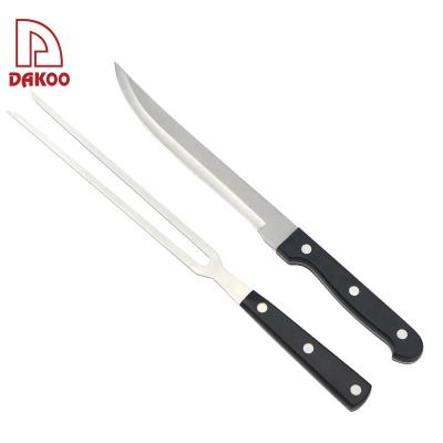 China Disposable Stainless Steel POM Handle 2Pcs BBQ Cutlery Set Simple Design for sale