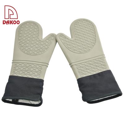 China Eco-friendly BBQ Silicone And Cotton Material Heat Insulation Oven Mitts Silicone Glove for sale