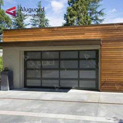 China Modern Design Windproof Electric Remote Automatic Garage Door Roll Up Garage Aluminum Glass Door for sale