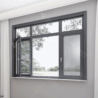 China Folding Aluminum Door Window Double Tempered Glass Awning Window Screen Customized Window Screen Aluminum System Smart Waterproof Slim Frame for sale