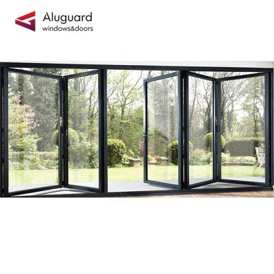 China Interior Aluminum Material Impact Door Modern Design Folding Screen Door System Hurricane Door Exterior Folding Kitchen Home Door for sale