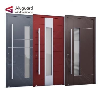 China Security Windproof Iron Store Steel Aluminum Front Entrance With Pivot Door System 2022 Trends New Entrance New Main Door Front Design for sale