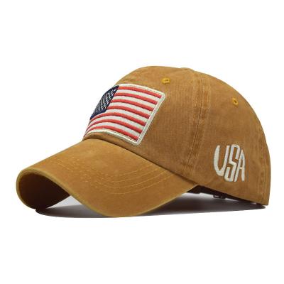 China COMMON Six Colors Hot Sale Classic American Flag Simple Washed Classic Baseball Cap for sale