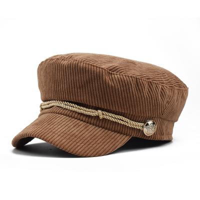 China New Spring and Autumn Solid Corduroy Octagonal Hat COMMON Art Painter Beret Cap Women's Korean Hat for sale