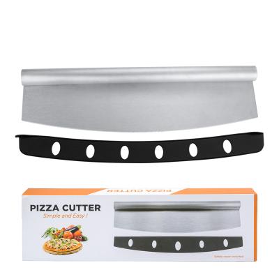 China Sustainable Pizza Cutter New Design Best Way To Cut Pizzas Heavy Duty Stainless Steel Pizza Cutter Rocker With Protect Cover for sale