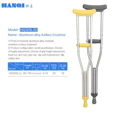 China Hanqi HQ 325L Adjustable High Quality Aluminum Alloy Crutch Walking Stick Axillary Aluminum Crutch for sale