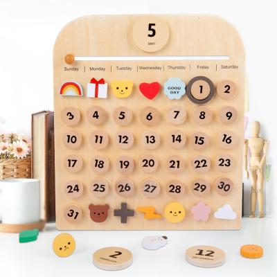 China Children's Wooden Nordic Wooden Calendar Early Educational Toys Cognitive Hanging Piece CIA Note Life Record Wooden Holiday Toys Gift for sale