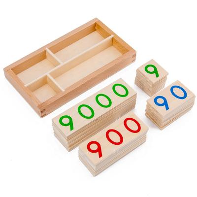 China Wooden Montessori Digital Education Wooden Toys For Children 1-9000 Number Card Montessori Materials Learning Math Teaching Aids for sale