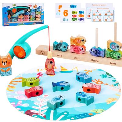 China Plastic+wood Montessori Magnetic Toys Kindergarten Wooden Kindergarten Early Educational Baby Peach Color Stacking Number Count Blocks Set for sale