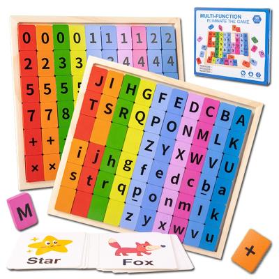 China Digital Wooden Double-Sided Toys Educational Toys Digital Alphabet Game Elimination Montessori Math Preschool Letter Spelling Learning Toy for sale