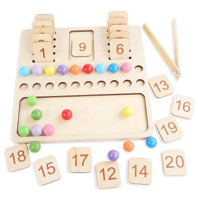 China Wooden Kids Learning Math Toy Education Game Montessori Wooden Counting Bead Board Tray Number Calculation Toy Preschool Teaching Aids for sale