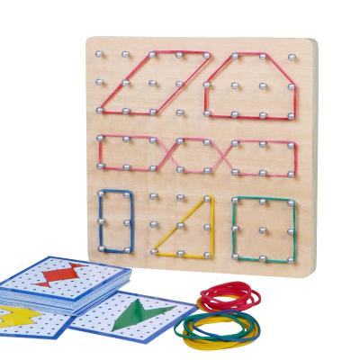 China Wooden Montessori Toys Creative Kids Graphics Link Nail Rubber Puzzle Boards Educational Wooden Kids Math Toys Kindergarten for sale