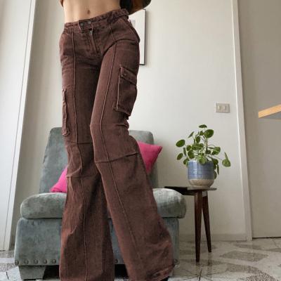 China 2021 New Style Women's Street Heavy Industry Heavy Industry Straight-Leg High-Waist Straight-Leg Jeans Hip-Lifting Pants Slim Casual &trousers 2021 for sale