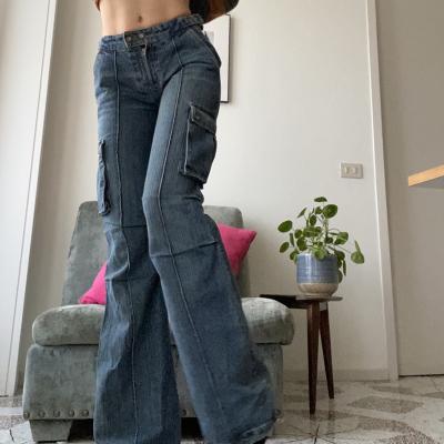 China Women's Heavy Industry High Waist Jeans Denim Pants Trousers QUICK DRY Slim Straight Women's Casual Pants Autumn 2021 for sale