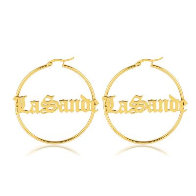 China Hot Sale CLASSIC Sterling Silver Hoop Earrings Personalized Name Plate Earrings Circle for sale