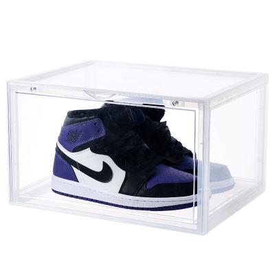 China Clear Plastic Sneaker Stackable Storage Shoe Boxes Drop Front Clear Shoe Box Custom Acrylic Drawer Type for sale