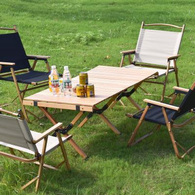 China Modern Wooden Top Garden Beach BBQ Picnic Picnic Camping Table and Chair Lightweight Folded Rise Set Modern Outdoor Dining Affordable for sale