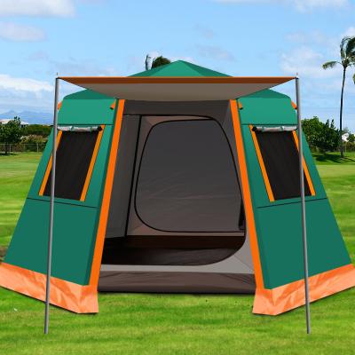 China Quick Open Outdoor Double Layer Hexagon 4 5~8 Person Automatic Glamping Automatic Camping Tent tiendas De de tenda Waterproof for sale