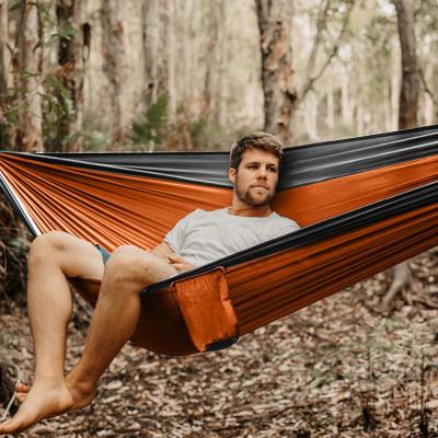 China Amazon Parachute 210t Hot Selling Custom Print Tear Resistant Nylon Portable Outdoor Two Person Hammock Double Tent Camping Hammock for sale