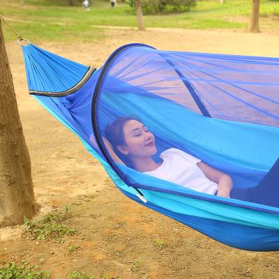 China ring camp adult double and travel single nylon parachute tent hammock portable outdoor hanging hammock with mosquito net for sale