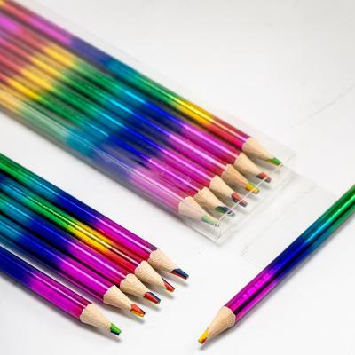 China Simplicity Factory Customized Multiple Colors Colorful Rainbow Wooden Pencil Set Drawing Colored Pencils For Kids for sale