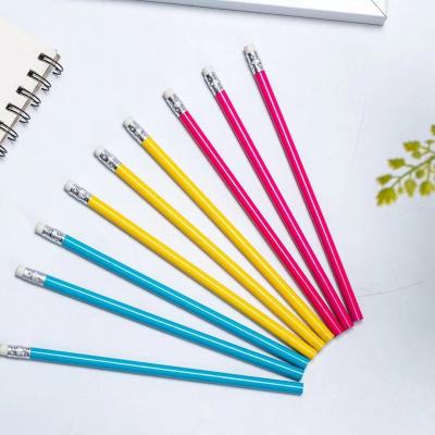 China Simplicity Personalized Logo School Stationery Custom Wooden Writing Black HB Pencils With Rubber Tip for sale