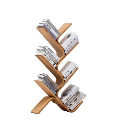 China New-Fashion Trends Good Quality Tree Bookcase Bamboo Shelf Holder Muiti-functional Curved Wooden Organizer For Book Display for sale