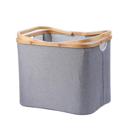 China Portable Fabric Hamper Stored Bamboo Laundry Basket For Bathroom Living Room for sale