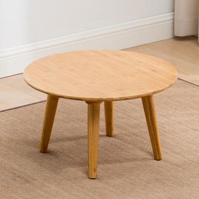 China Other 4 Small Legs Household Leisure 60cm Cafe High Quality Round Bamboo Wooden Tea Table for sale