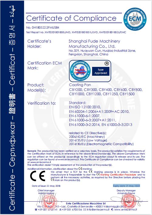 CE - Shanghai Fuda Machinery Manufacturing Co., Ltd.