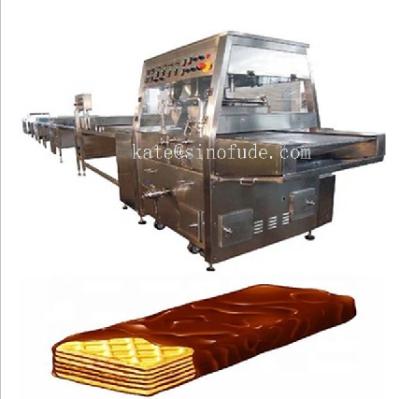 China Deli chocolate enrober with bottomer and drizzle smoother for mini pretzels chocolate enrober cooling tunnel for sale