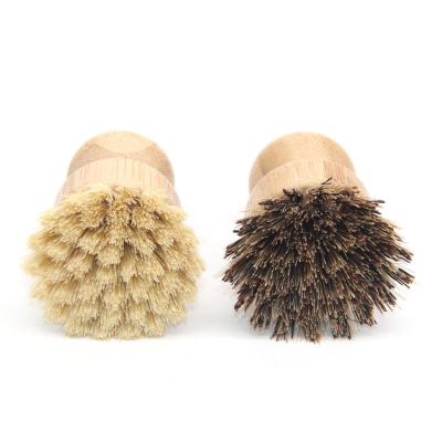 China Environmentally Friendly Zero Sustainable Waste Natural Wooden Cleaning Scrubber Sweep Sisal Reusable Bamboo Wooden Dish Kitchen Cleaning Brush for sale