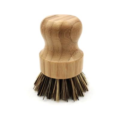 China Sustainable Natural Bamboo Sisal Fiber Pot Dish Detergent Brush For Kitchen Cleaning Sweeping Brush for sale