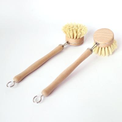 China Long Sustainable Bamboo Kitchen Dish Brush Handle Pan Pot Dish Bowl Washing Cleaning Brush for sale