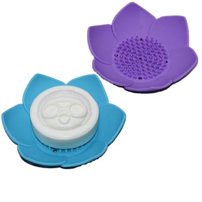 China Naturally Flower Shaped Silicone Bathroom Soap Dish Holder Eco - Friendly for sale