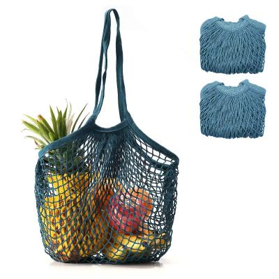 China Eco-Friendly Reusable Grocery Cotton String Fruit Bag Tote Mesh Net Woven String Shopping Eco Customer String Grocery Bag for sale