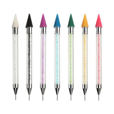 China Professional Manicure Brushes Pen Dot Needle Nail Art Pen Double Headed Dot Drill Acrylic Pencil Set Nail Art Double Head for sale