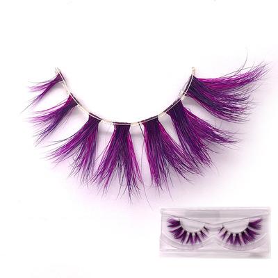 China Wholesale Decoration 3D Mink Eye Lashes Purple Eyelash Vendors Eyelashes Packaging Custom Logo for sale