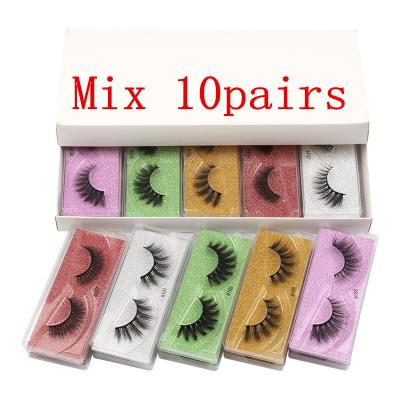 China Decoration Wholesale Popular Natural Synthetic 3D False Eyelash Extension Supplies 10 Pairs/Box for sale