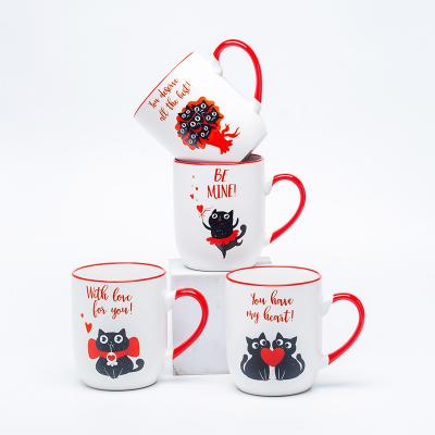 China Sustainable OEM ODM Factory Price Eco-Friendly New Bone Ceramic Coffee Mugs Cups Set Custom Design for Valentine's Day Drinkware Gifts for sale