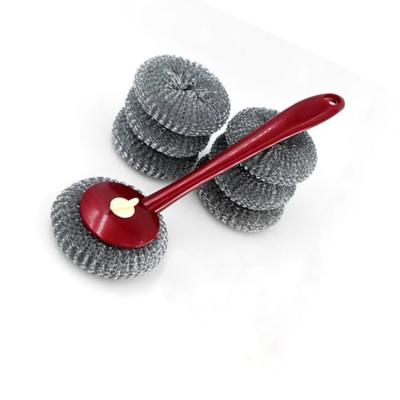 China Daily Household Necessity Industry Reusable Long Handle Wire Ball Cleaning Brush for sale