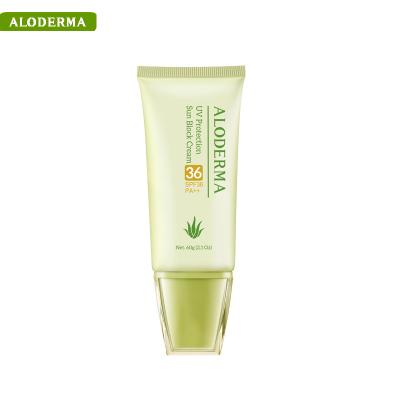 China Aloe Vera Physical Sun Block Waterproof SPF 36 Sunscreen UV & Moisture Calming & PA++ for sale