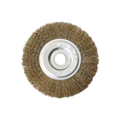 China Rust Paint Removal Wire Wheel Brush Copper Plated Crimped Steel Brush for Deburring, Descaling and Polishing for sale