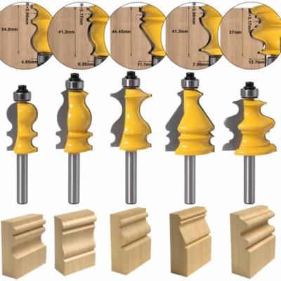 China Wood Trimming and Cutting 5 Bit Wrap and Router Bit Base Molding Set - 8mm Shank Cutter Tenon Cutter for Woodworking for sale