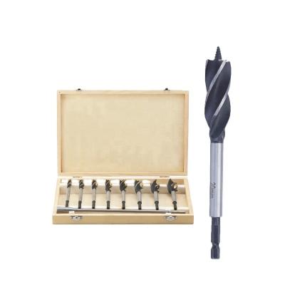 China 9Pcs Drilling Hex Leg Auger Wood Drill Bits And Wood Drill Bit Extension Set In Wood Case For Smooth Wood Drilling for sale